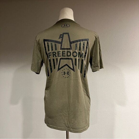 Under armor man freedom military olive green color short sleeve tshirt - Picture 4 of 10